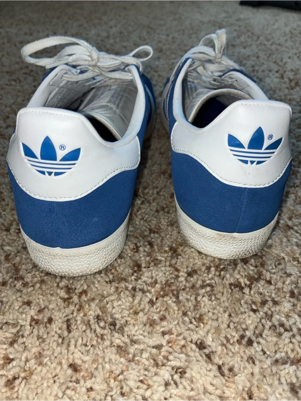 adidas Blue Suede Low-Top Sneakers with White Stripes